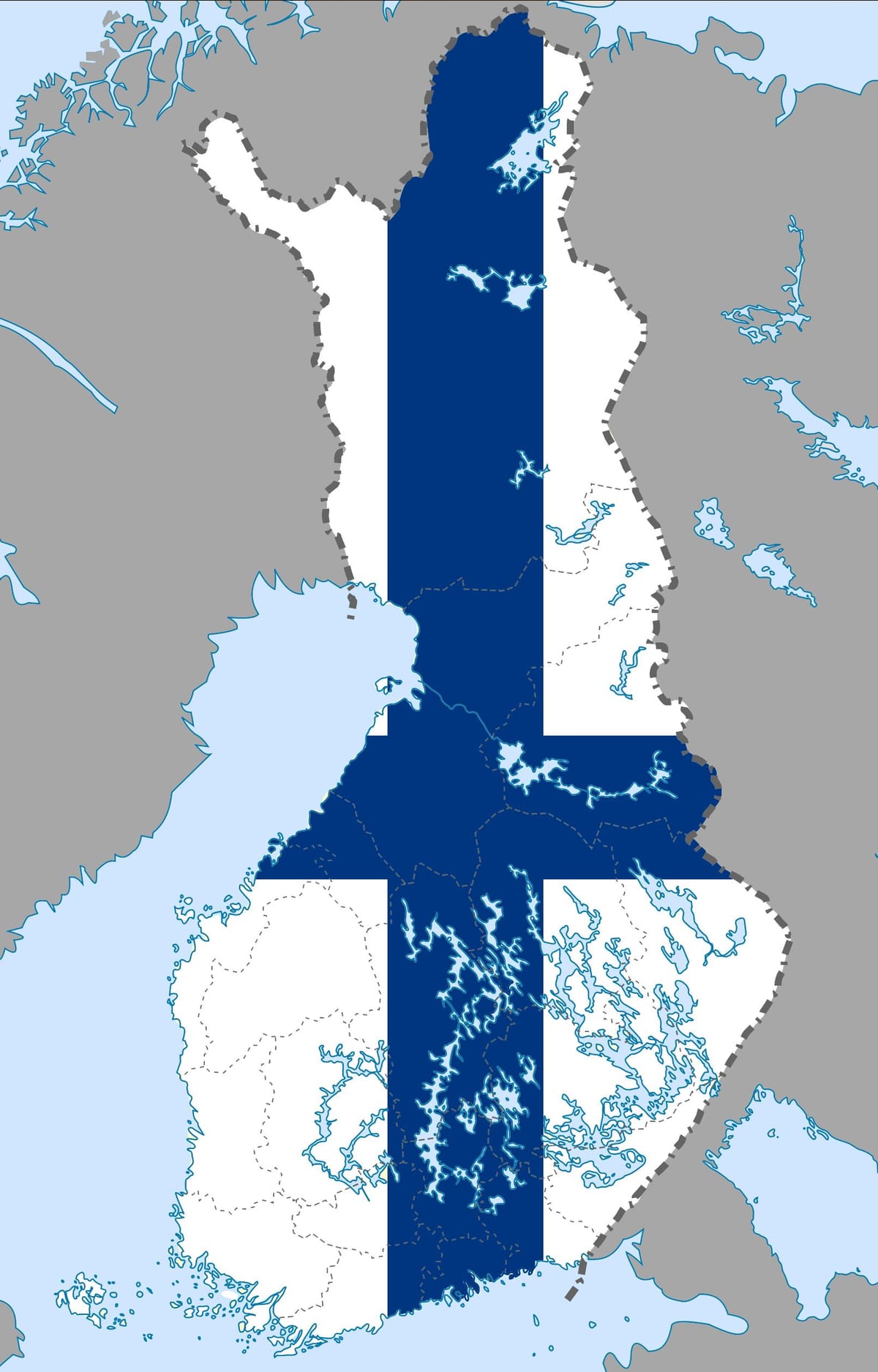 Bayraq Finlandiya xəritədə 