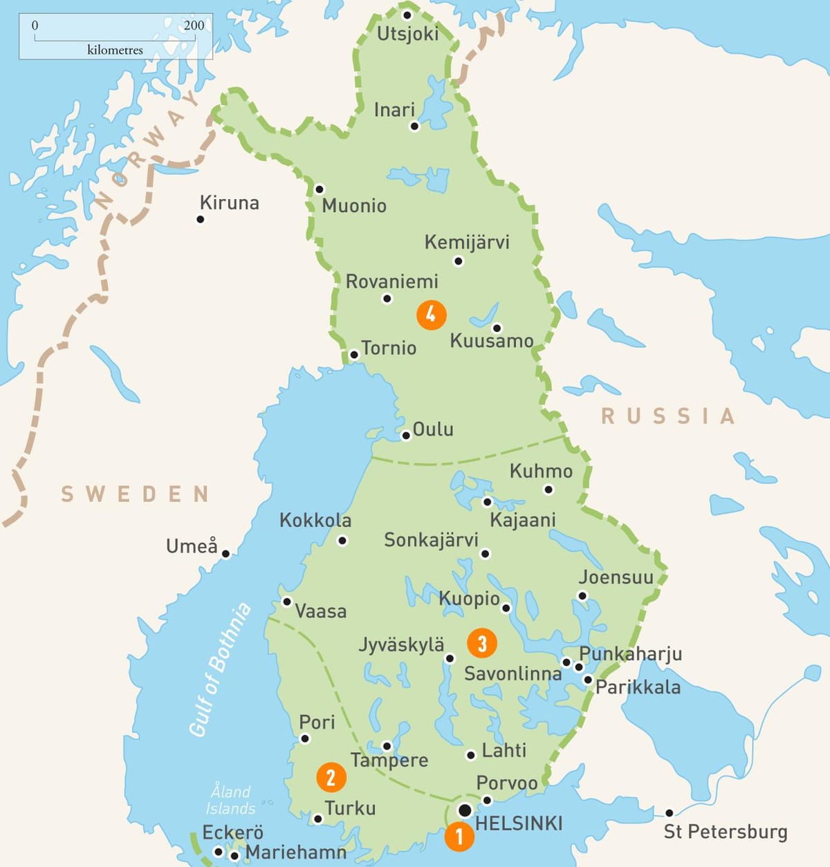 Kart Finlandiya göllər