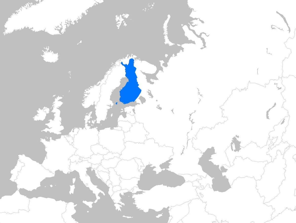 Finlandiya xəritədə Avropa