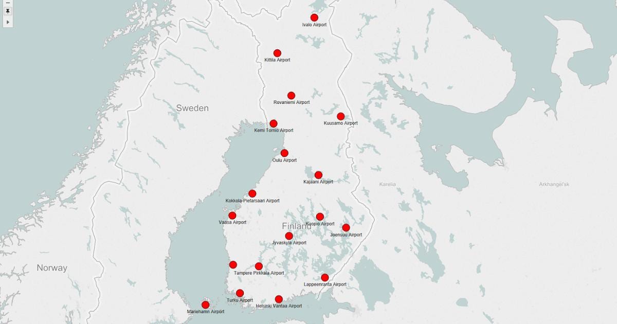 Kart Finlandiya aeroportlar