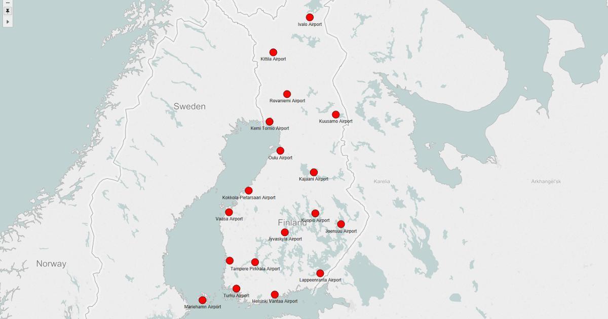 Kart Finlandiya aeroportlar