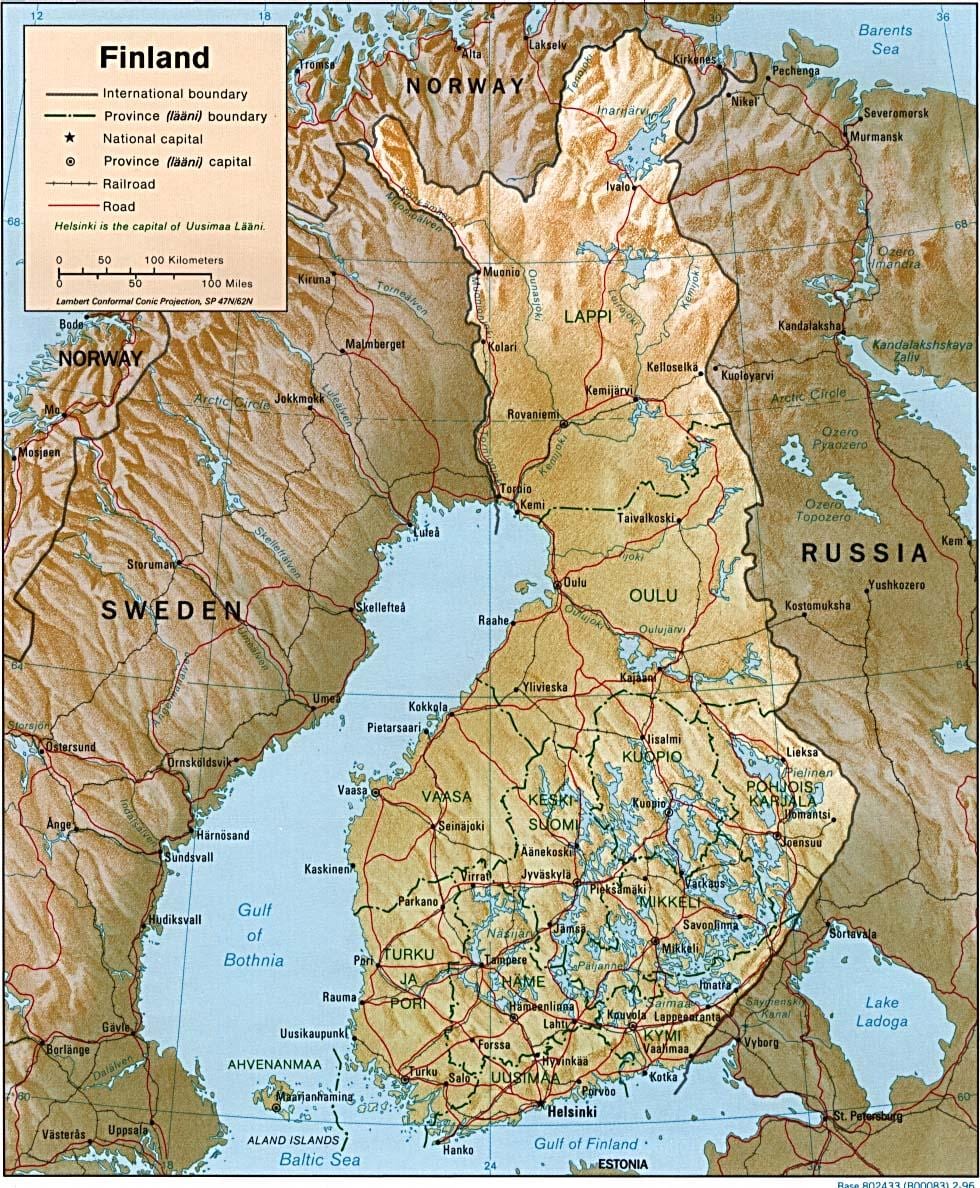 Topoqrafik xəritə Finlandiya