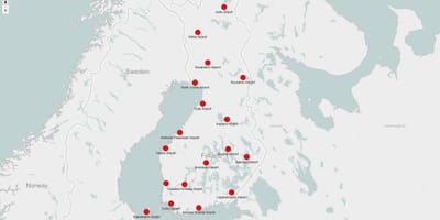 Kart Finlandiya aeroportlar